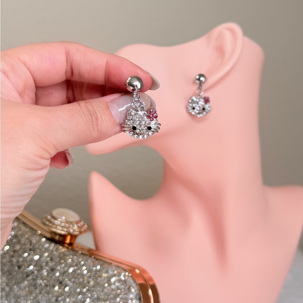 Hello Kitty Silver and Pink Earrings - Picture 6 of 7